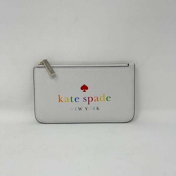 Kate Spade All Love Zippered Coin Pouch POUCH ONLY White Leather Multi KB561 - Picture 1 of 9